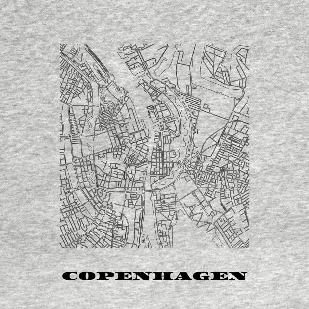 Map of Copenhagen, Denmark Minimalist Line Drawing by SKANDIMAP